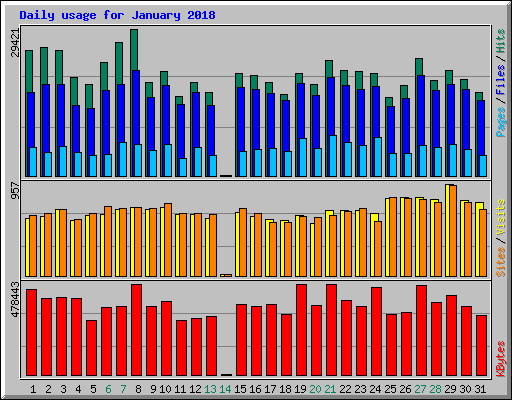 Daily usage for January 2018