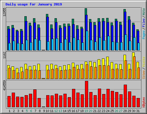 Daily usage for January 2019