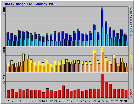 Daily usage for January 2020