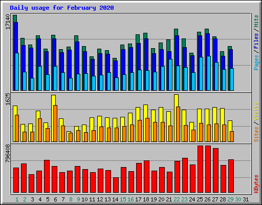 Daily usage for February 2020