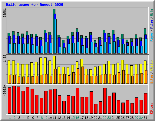 Daily usage for August 2020