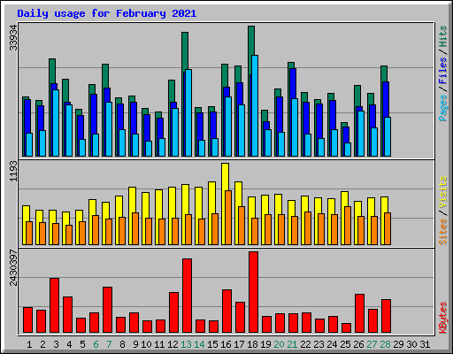 Daily usage for February 2021