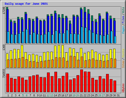 Daily usage for June 2021