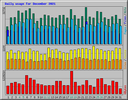 Daily usage for December 2021