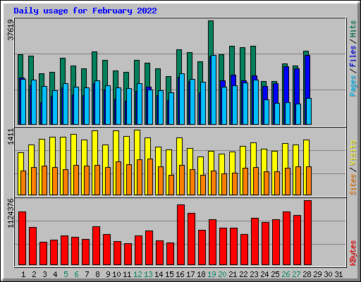 Daily usage for February 2022