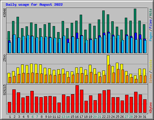 Daily usage for August 2022