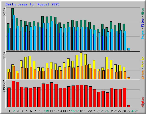 Daily usage for August 2025