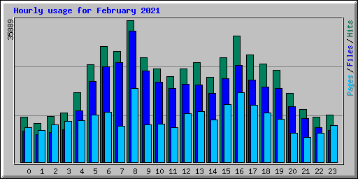 Hourly usage for February 2021